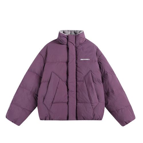Damen Oversize Steppjacke mit hohem Plüschkragen und Windschutzleiste Nord Taschen