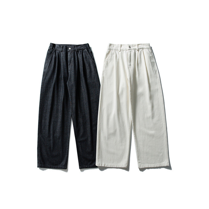 Damen Hochtaillierte weite Bundfalten-Hose aus Baumwollmischung mit geradem Bein Nord Taschen