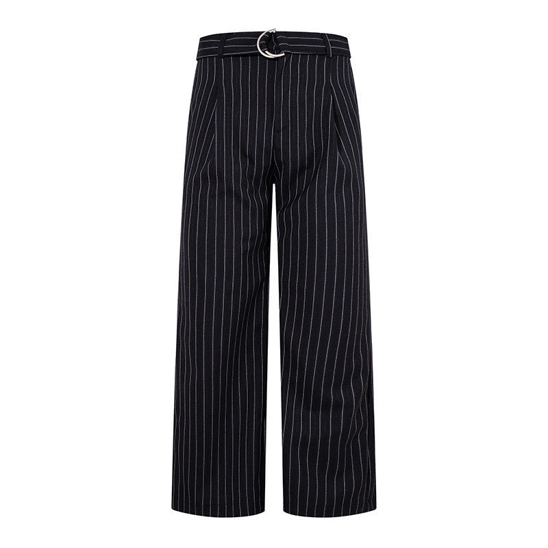 Damen Weite Leinen-Mix Culotte-Hose mit Hochbund und D-Ring-Gürtel Nord Taschen