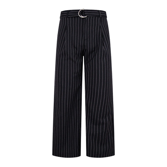 Damen Weite Leinen-Mix Culotte-Hose mit Hochbund und D-Ring-Gürtel Nord Taschen