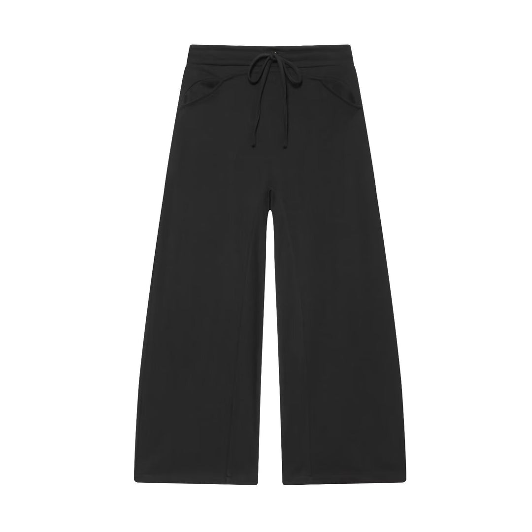 Damen Weite Cropped-Jogger mit Kordelzug, Eingrifftaschen und dekorativer Schrittnaht Nord Taschen