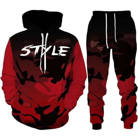 Herren Stylisches Kapuzensweatshirt und Jogginghose Set Nord Taschen