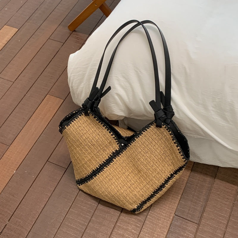 Damen Strickbeuteltasche mit einzigartigem Flechtmuster und elegantem Kordelzug Nord Taschen