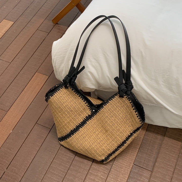 Damen Strickbeuteltasche mit einzigartigem Flechtmuster und elegantem Kordelzug Nord Taschen