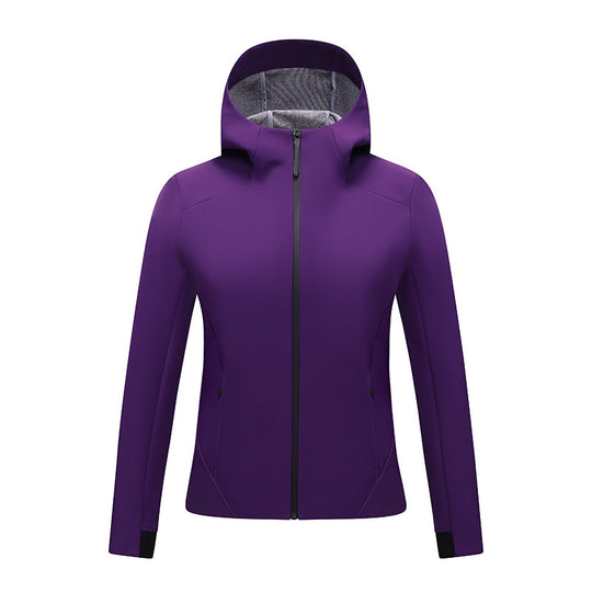 Damen Softshell-Jacke mit Kapuze, taillierte und winddichte Outdoorjacke Nord Taschen