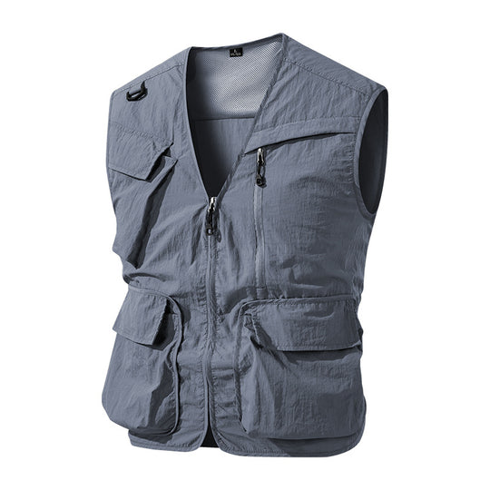 Herren Outdoor-Utility-Anglerweste mit atmungsaktivem Meshrücken und multifunktionalen Taschen Nord Taschen