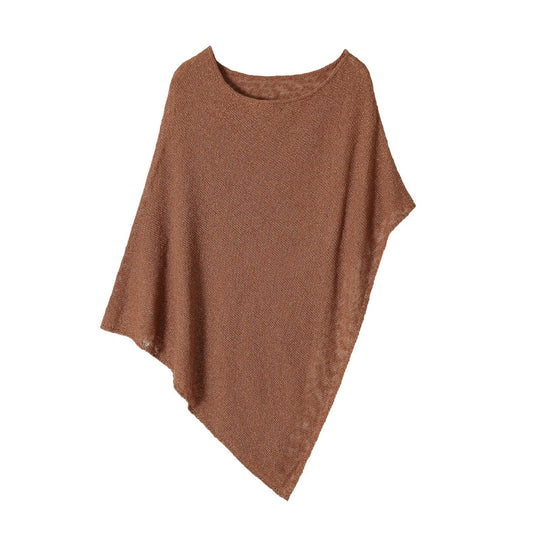 Damen Leichter Strickponcho mit asymmetrischem Saum und weitem Rundhalsausschnitt Nord Taschen