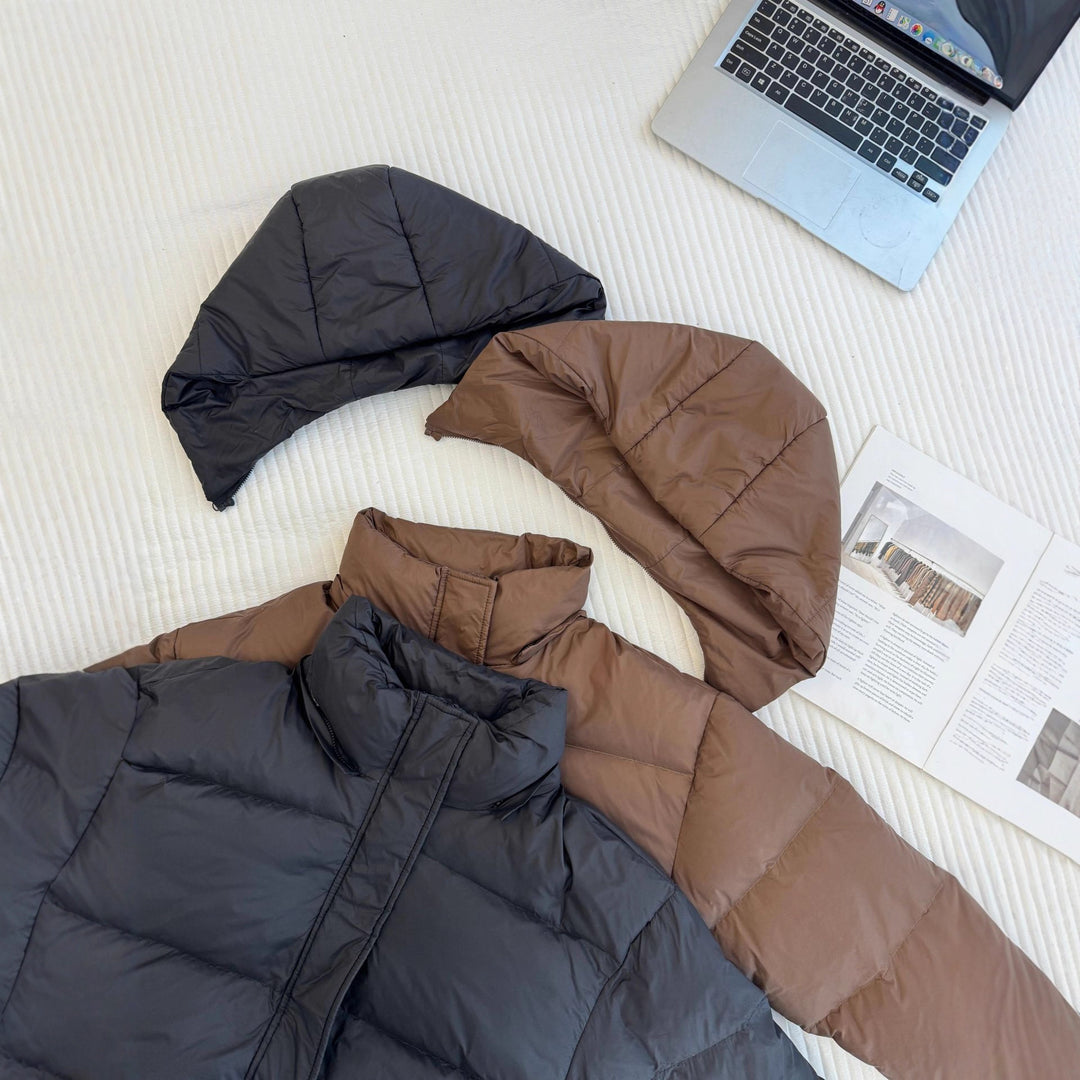 Damen Gepolsterte Kapuzen‑Steppjacke mit hohem Kragen und Oversize‑Silhouette Nord Taschen
