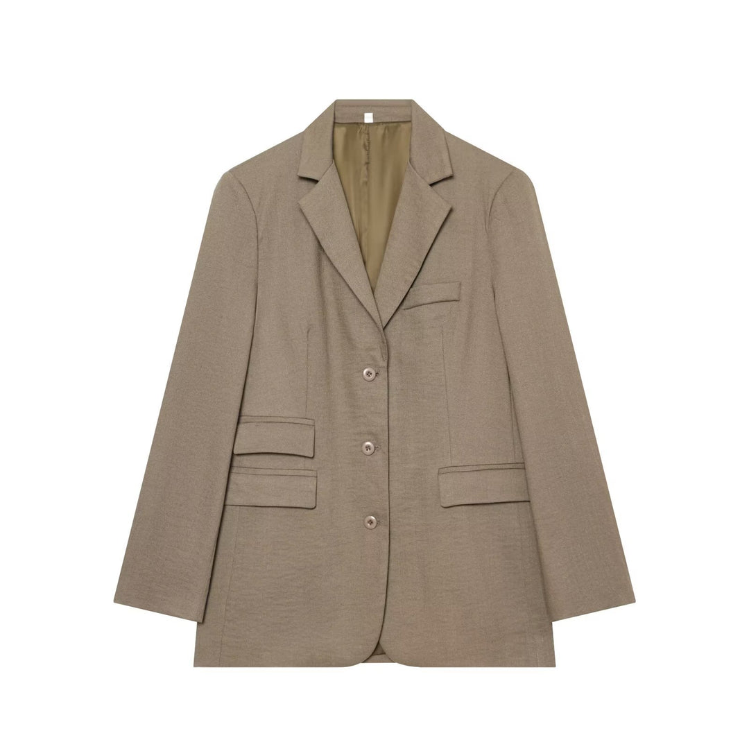 Damen Einreihiger Business-Blazer mit Pattentaschen und Reverskragen Nord Taschen