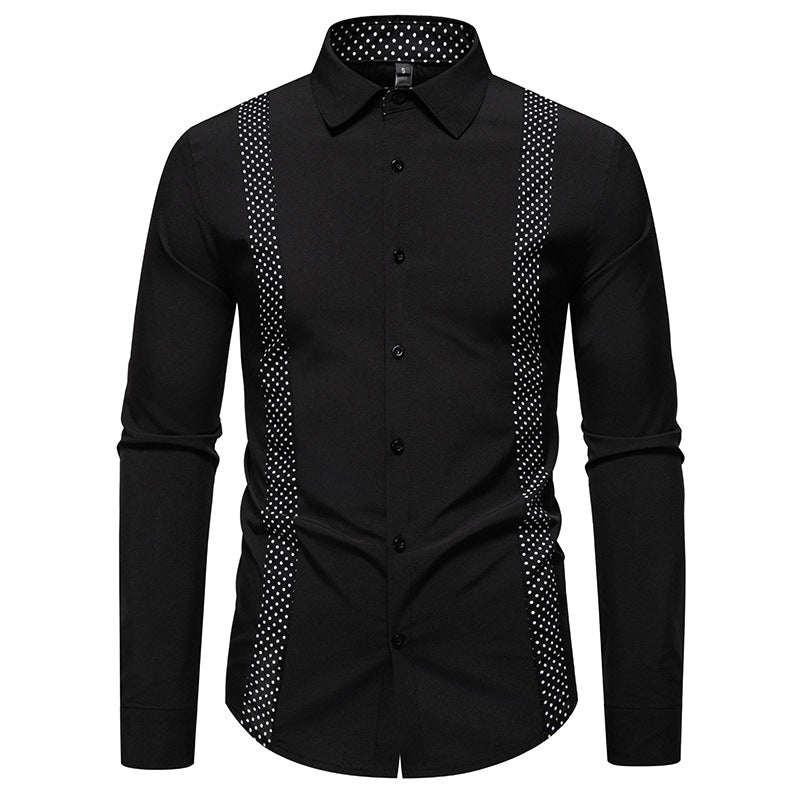 Herren Figurbetontes Hemd mit kontrastierenden Polka‑Dot Seiteneinsätzen und Kentkragen Nord Taschen