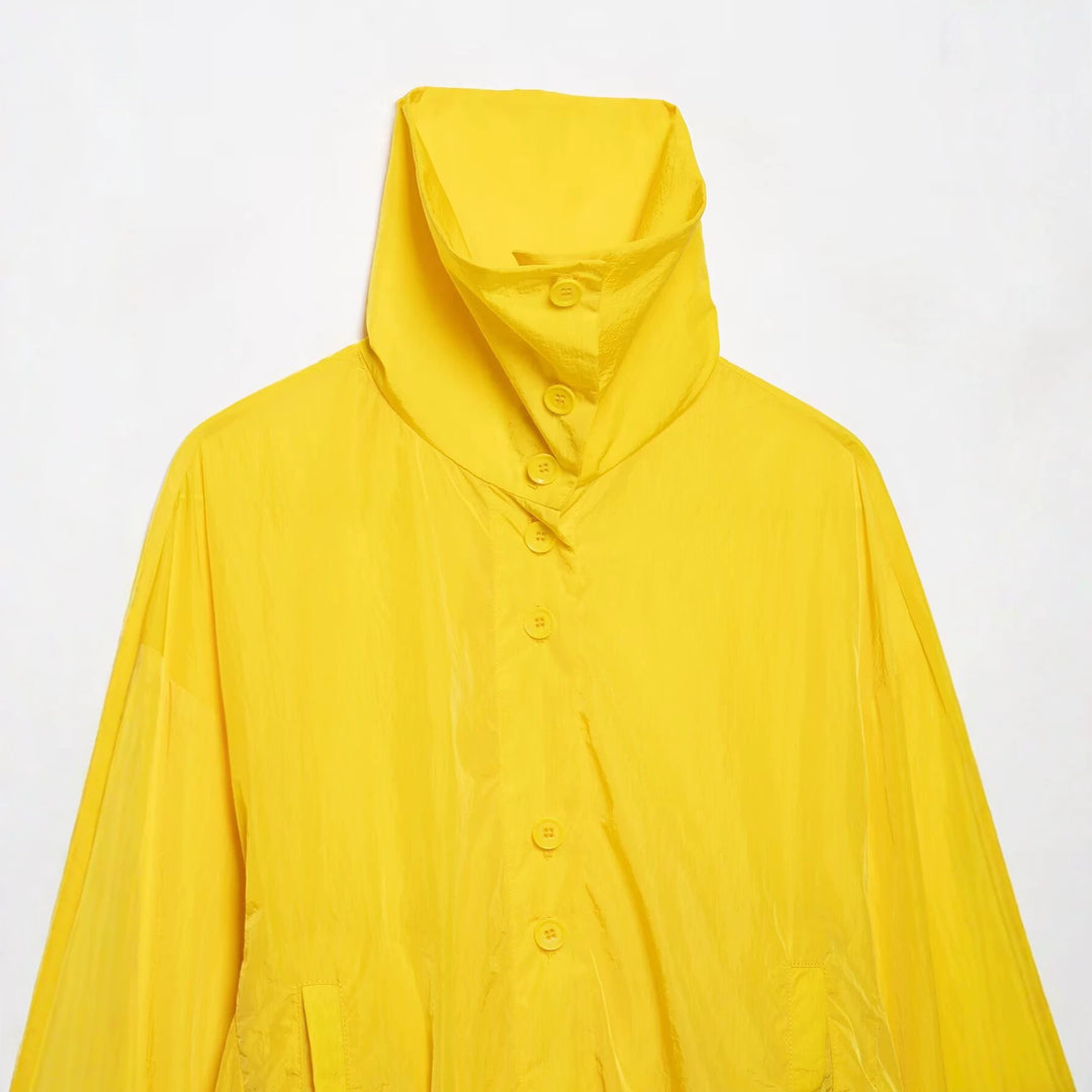 Damen Kurzer Tech‑Shell Blouson im Oversize‑Look mit hohem Stehkragen und Tunnelzug Nord Taschen
