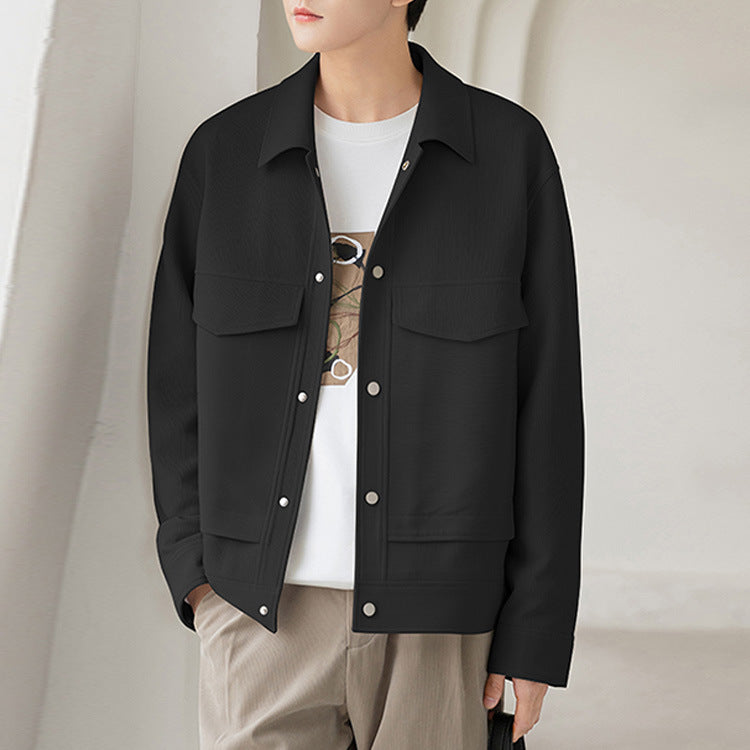 Herren Boxy Overshirt-Jacke mit Druckknöpfen und aufgesetzten Taschen Nord Taschen