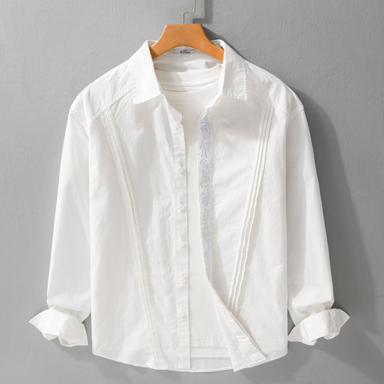 Damen Baumwollbluse mit Biesen, Stickdetail und Relaxed-Fit Nord Taschen