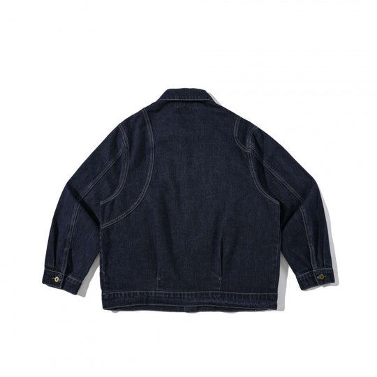 Unisex Kastenförmige Denim-Workerjacke mit übergroßen aufgesetzten Rundtaschen Nord Taschen