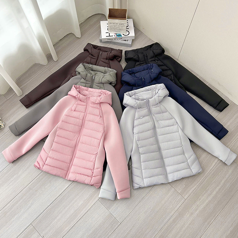 Damen nan gesteppte Hybridjacke mit Kapuze, Softshell-Ärmeln und leichter Thermoisolierung Nord Taschen