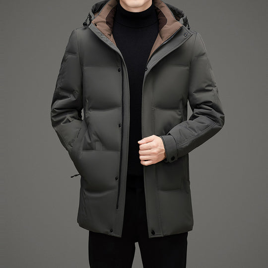 Herren Wattierte Kapuzen-Steppjacke mit verlängertem Schnitt und winddichter Membran Nord Taschen
