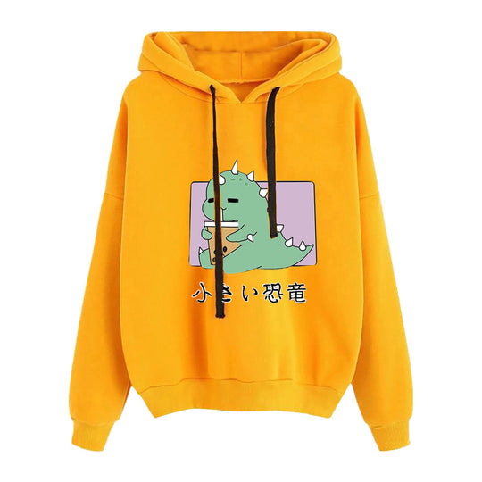 Damen nan kurz geschnittener Cropped-Kapuzenpullover mit niedlicher Frosch-Illustration und verstellbarer Kapuze Nord Taschen
