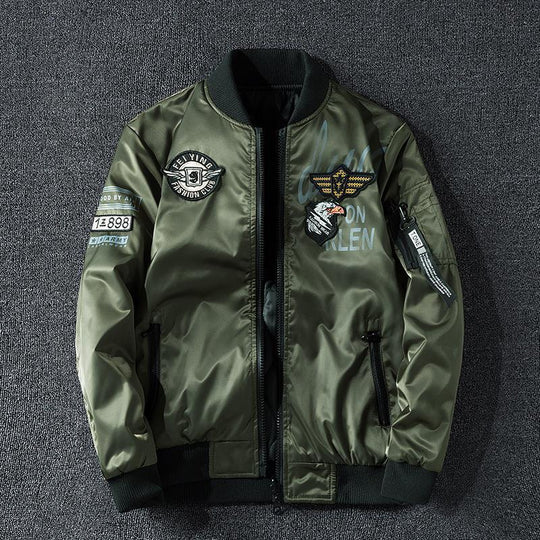 Herren Pilotenbomberjacke im Aviator-Look mit Badge-Applikationen, Ärmeltasche und gerippten Bündchen Nord Taschen