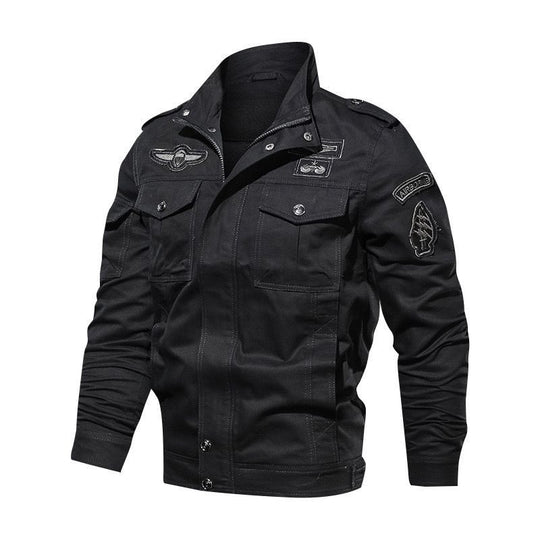 Herren Leichte Canvas-Utilityjacke im Military‑Look mit Stehkragen, Epauletten und Brustpattentaschen Nord Taschen