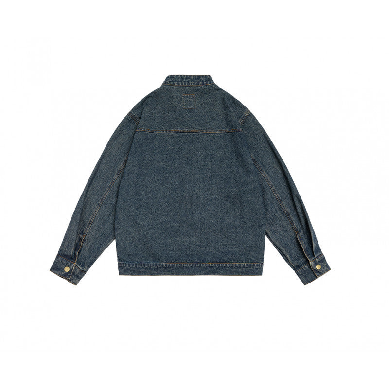 Unisex kastige Jeansjacke mit Stehkragen, durchgehendem Reißverschluss und geformten Eingrifftaschen Nord Taschen