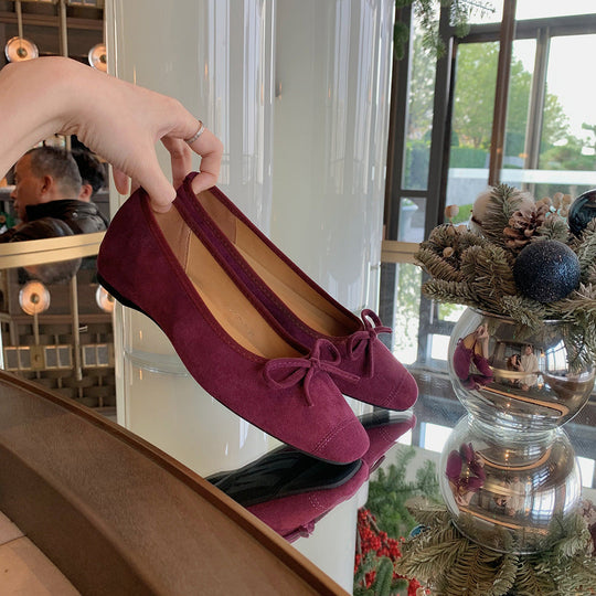 Damen Ballerinas mit charmantem Schleifendetail aus hochwertigem Wildleder - Arvani