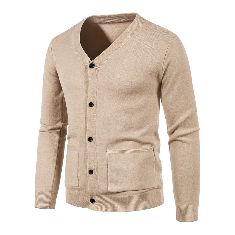 Herren Feinstrick-Cardigan mit V-Ausschnitt, Knopfleiste und aufgesetzten Taschen Nord Taschen