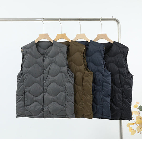 Damen Ärmellose Thermo‑Steppweste mit wellenförmiger Steppung und Druckknopfverschluss Nord Taschen