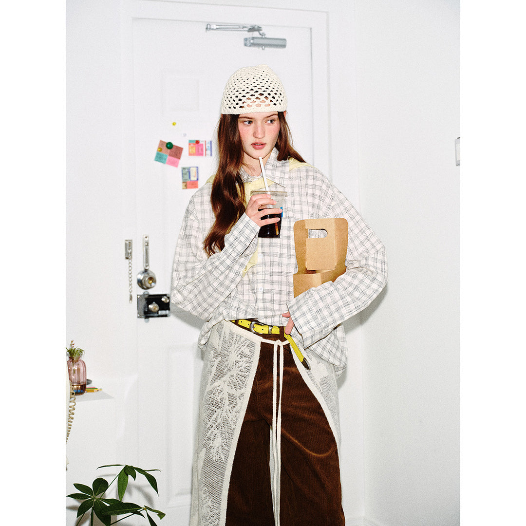 Damen Oversize-Hemd aus Leinen‑Baumwoll‑Mix mit feinem Karomuster Nord Taschen