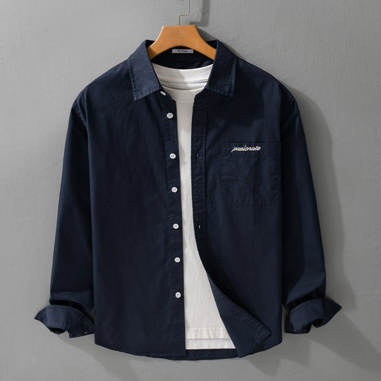 Herren Relaxed-Fit Baumwoll-Overshirt mit Stickerei auf Brusttasche Nord Taschen