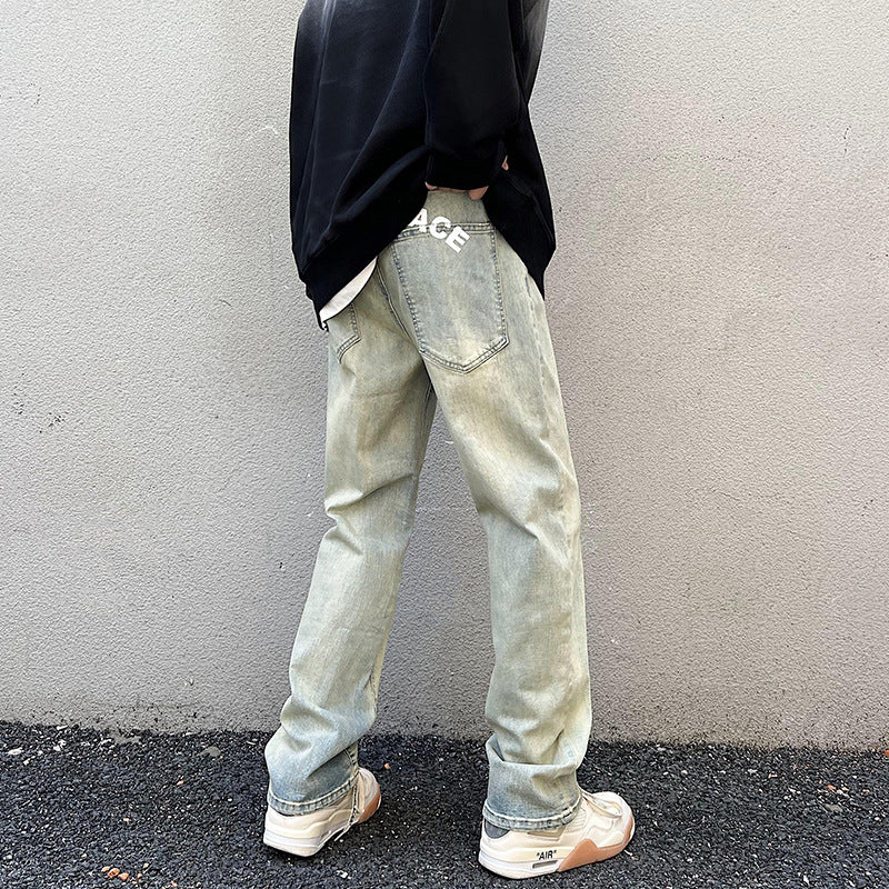 Herren Lockere Straight-Denim-Jeans mit leichter Stonewash-Optik und tiefem Schritt Nord Taschen