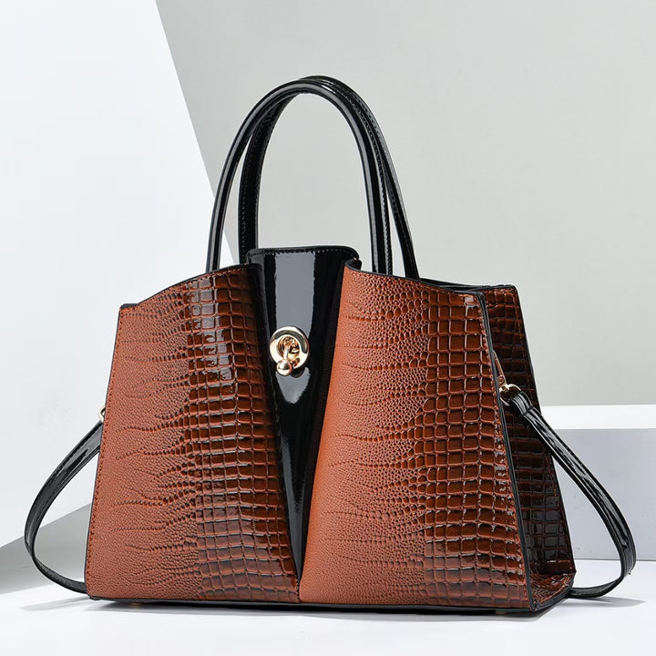 Damen elegante Handtasche mit modernem Krokodil-Design und glänzender Oberfläche Nord Taschen
