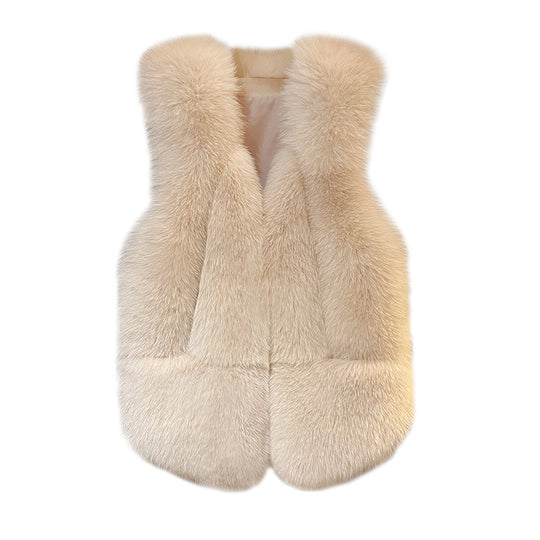 Damen Ärmellose Hochflor-Faux-Fur-Weste mit taillierter Passform und Eingrifftaschen Nord Taschen