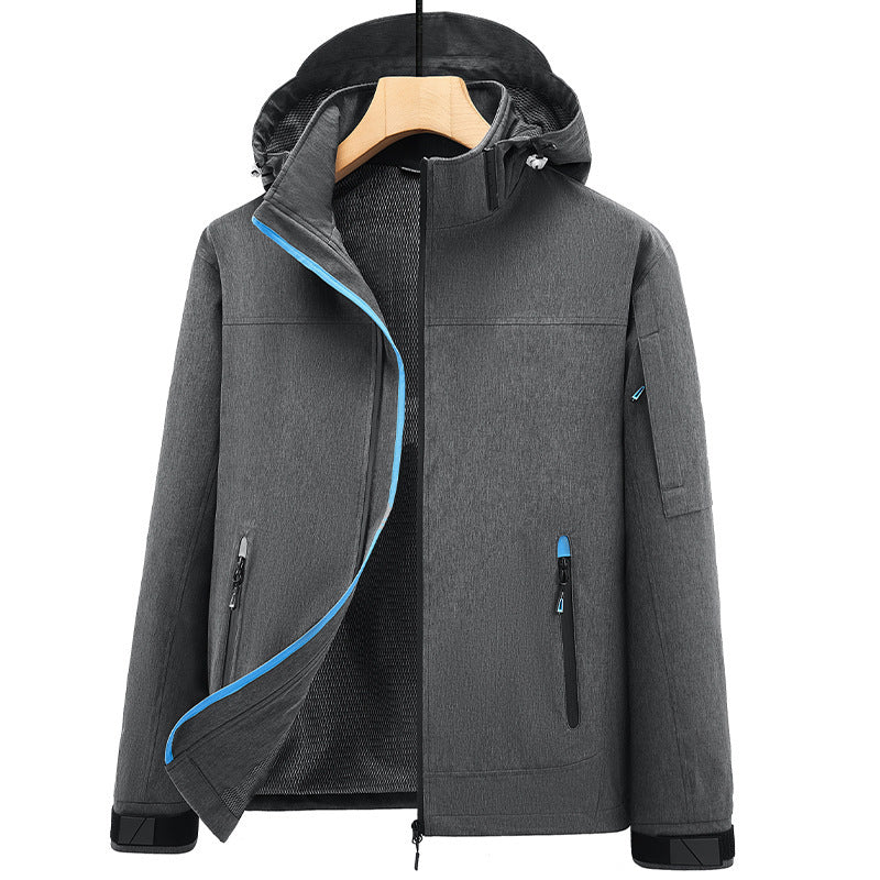 Herren Atmungsaktive Softshell-Outdoorjacke mit Kapuze, verschweißten Reißnähten und Ärmel-Tasche Nord Taschen
