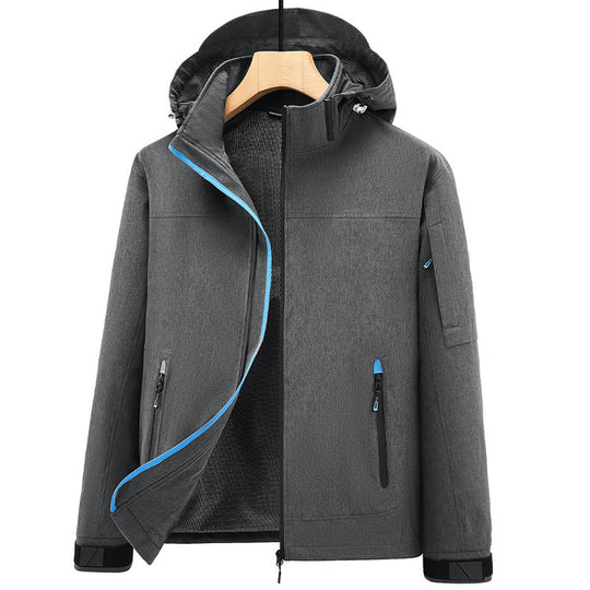 Herren Atmungsaktive Softshell-Outdoorjacke mit Kapuze, verschweißten Reißnähten und Ärmel-Tasche Nord Taschen