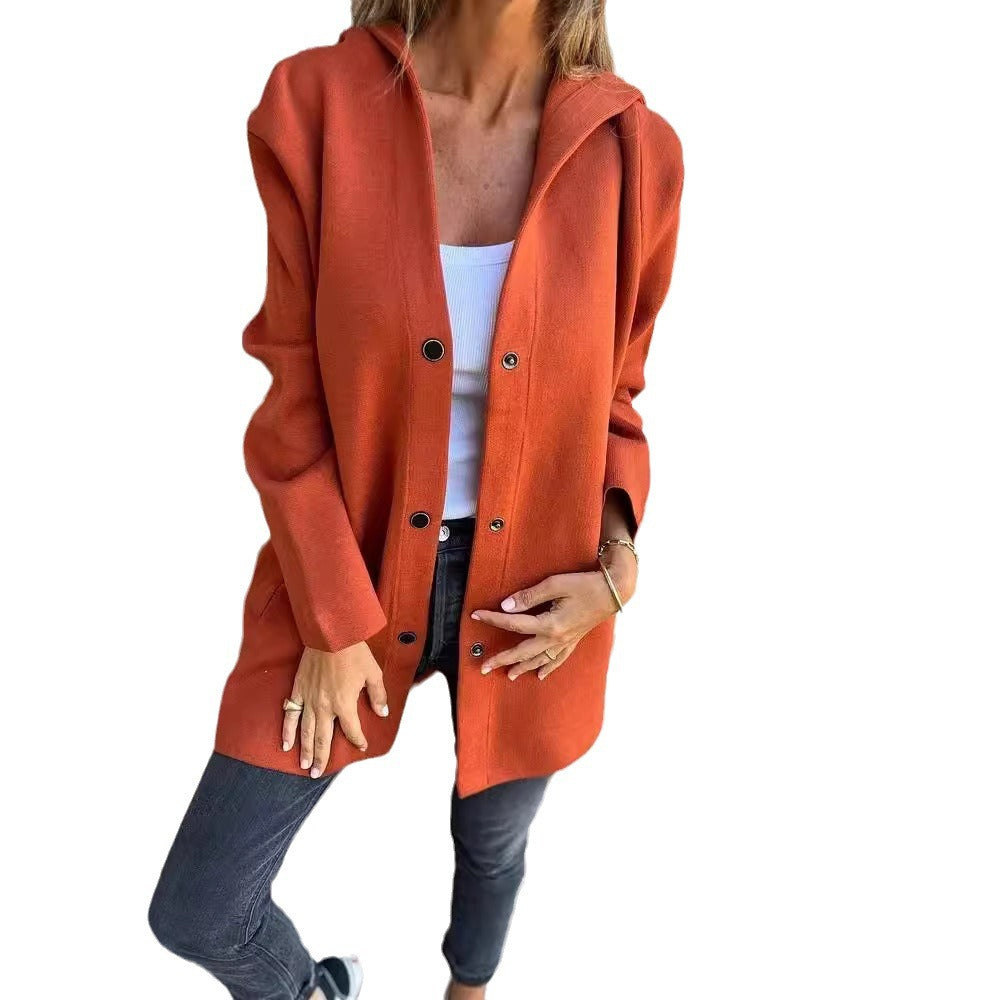 Damen Kapuzen‑Mantel mit Druckknöpfen und Oversize‑Silhouette Nord Taschen