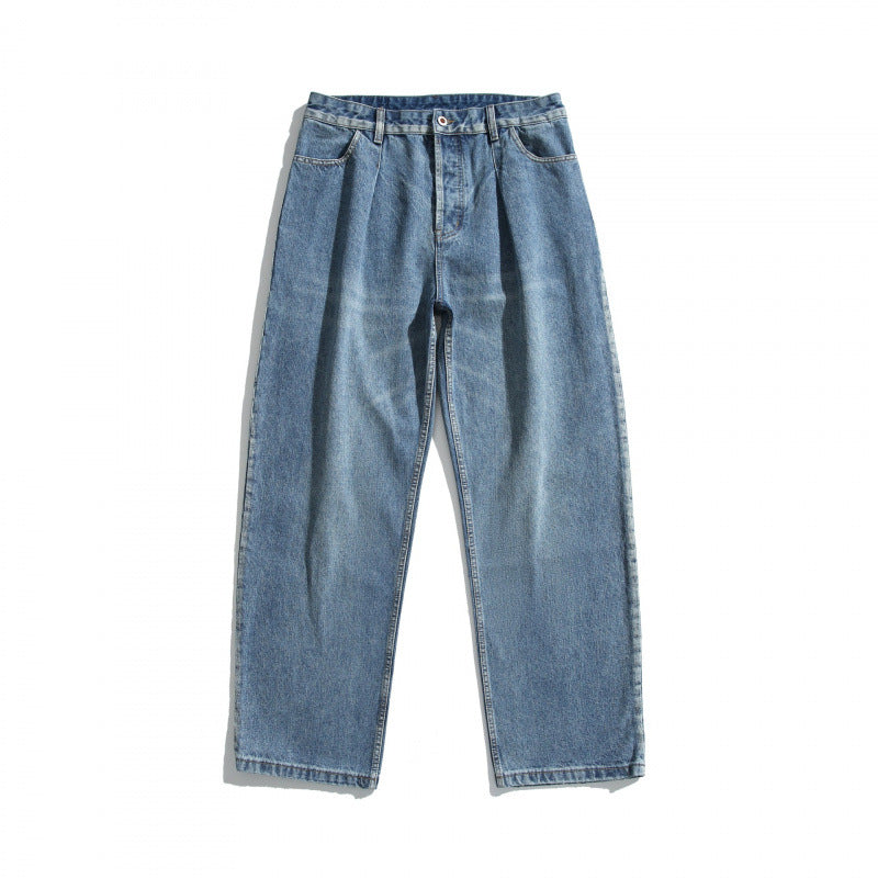 Damen Hochtaillierte Jeans mit Bundfalte, geradem Schnitt und weitem Bein Nord Taschen