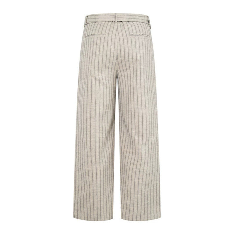 Damen Weite Leinen-Mix Culotte-Hose mit Hochbund und D-Ring-Gürtel Nord Taschen
