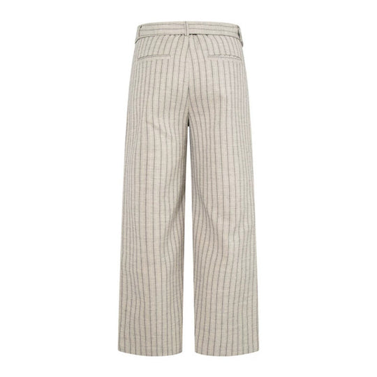 Damen Weite Leinen-Mix Culotte-Hose mit Hochbund und D-Ring-Gürtel Nord Taschen