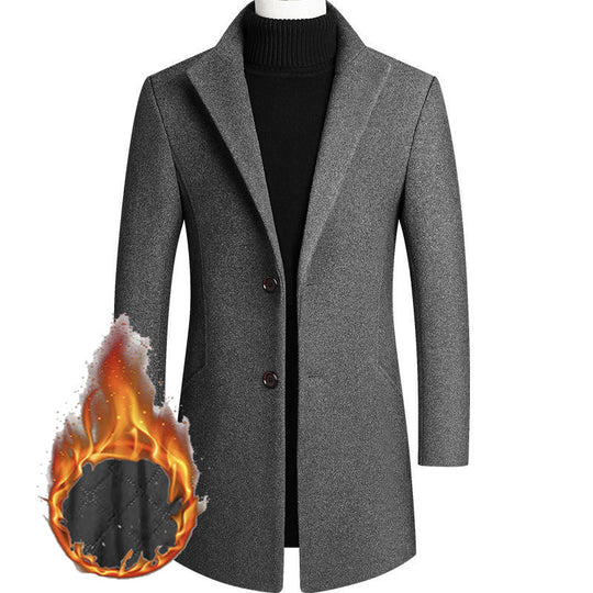 Herren Moderner Wollmix-Kurzmantel mit schlanker Silhouette, Reverskragen und Zweiknopfverschluss Nord Taschen