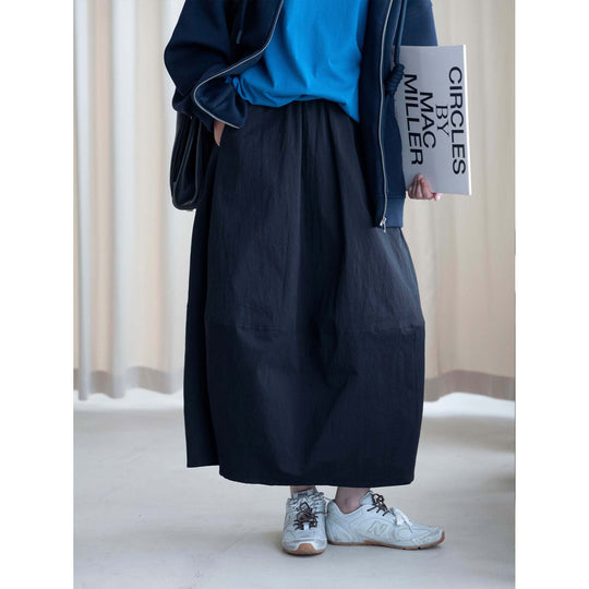 Damen Midirock mit hohem Elastbund, weitem Fall und praktischen Eingrifftaschen Nord Taschen