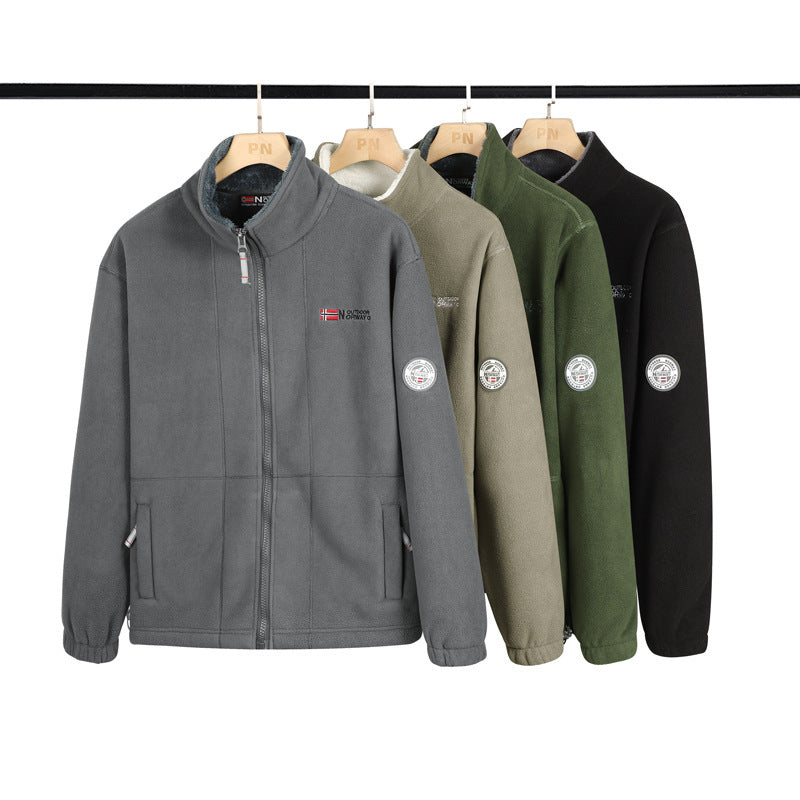 Herren Warme Fleecejacke mit Teddykragen, durchgehendem Reißverschluss und Utility-Taschen Nord Taschen