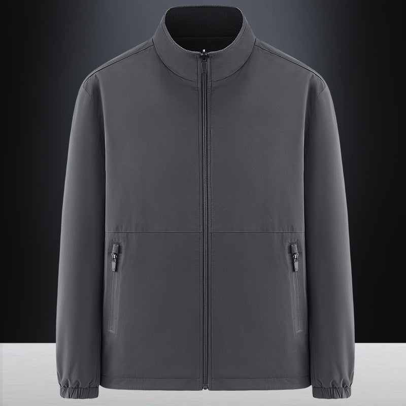 Herren Minimalistische technische Allwetter-Softshelljacke mit Stehkragen und wasserabweisenden Reißverschlüssen Nord Taschen