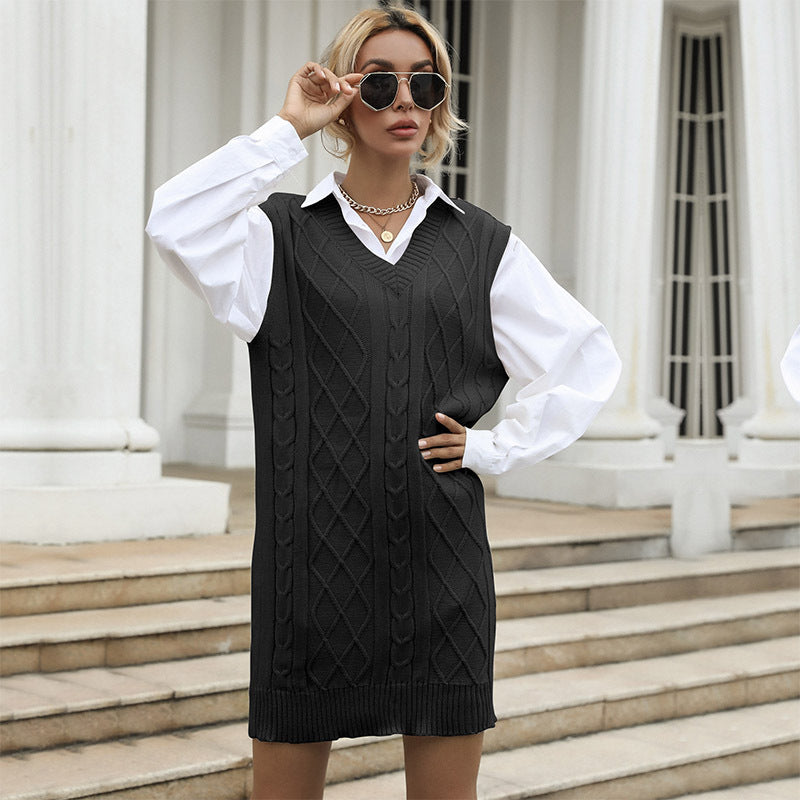 Damen Lässiger Strickpulloverkleid Nord Taschen