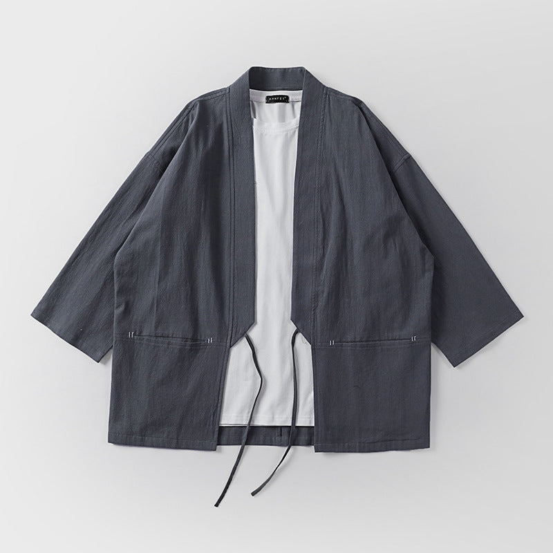 Unisex Kimono-Haori-Jacke mit Bindegürtel und dreiviertelärmeln Nord Taschen