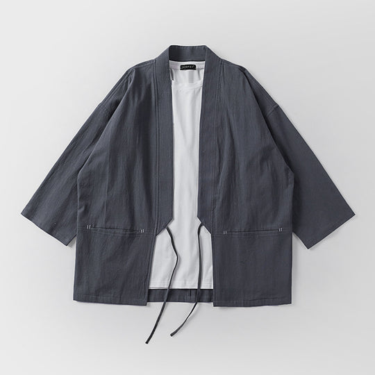 Unisex Kimono-Haori-Jacke mit Bindegürtel und dreiviertelärmeln Nord Taschen