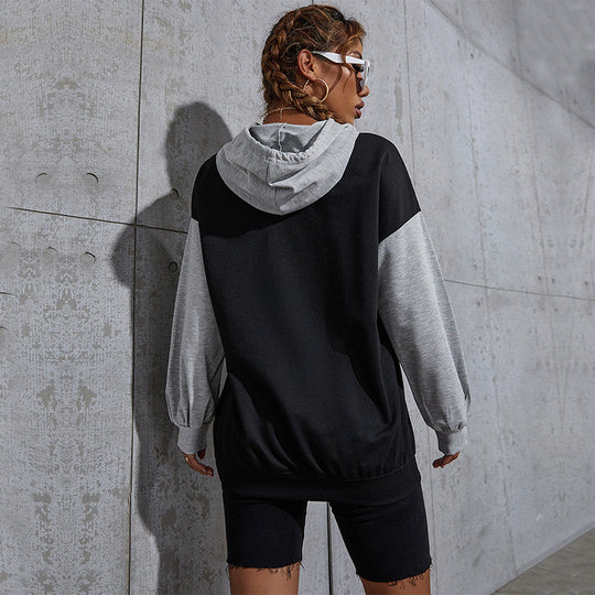 Damen Oversize Sweatshirt mit Kapuze, Kontrastärmeln und Kängurutasche Nord Taschen