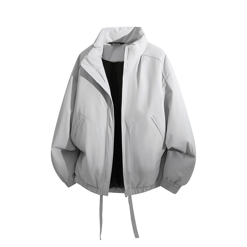 Herren Übergroße Windbreaker-Bomberjacke mit Kordelzug und Stehkragen Nord Taschen