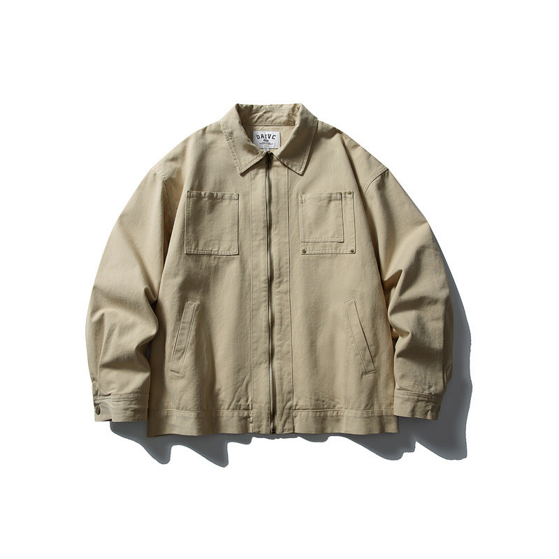 Unisex Kastig geschnittene Canvas-Workwear-Jacke mit durchgehendem Reißverschluss und aufgesetzten Brusttaschen Nord Taschen