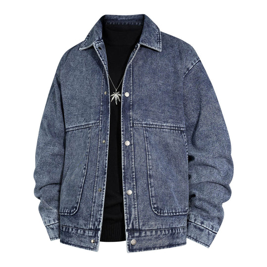 Herren Oversized Jeansjacke mit Stonewash-Effekt und aufgesetzten Taschen Nord Taschen