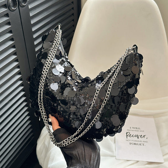 Damen Pailletten Handtasche mit Kettenriemen Nord Taschen